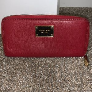 MK red leather wallet